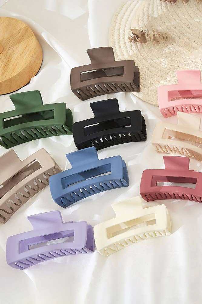 Hana - Solid Color Rectangle Shaped Hair Claw