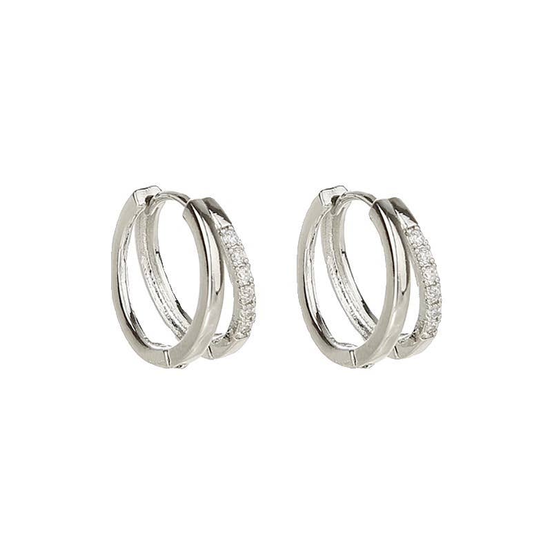 Melange Blanc - E182 double hoop huggie earring, double hoop earring