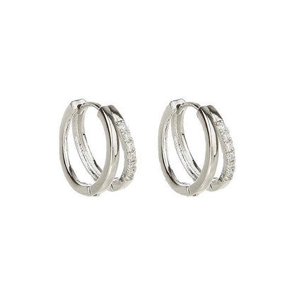 Melange Blanc - E182 double hoop huggie earring, double hoop earring