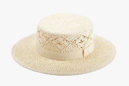 Jen & Co. - HAT2330 Auden Straw Boater Hat w/ Ribbon Trim