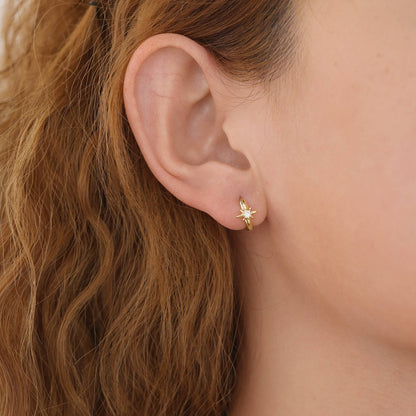 Melange Blanc - E168 star huggie earring, star huggies, star hoop, starburst