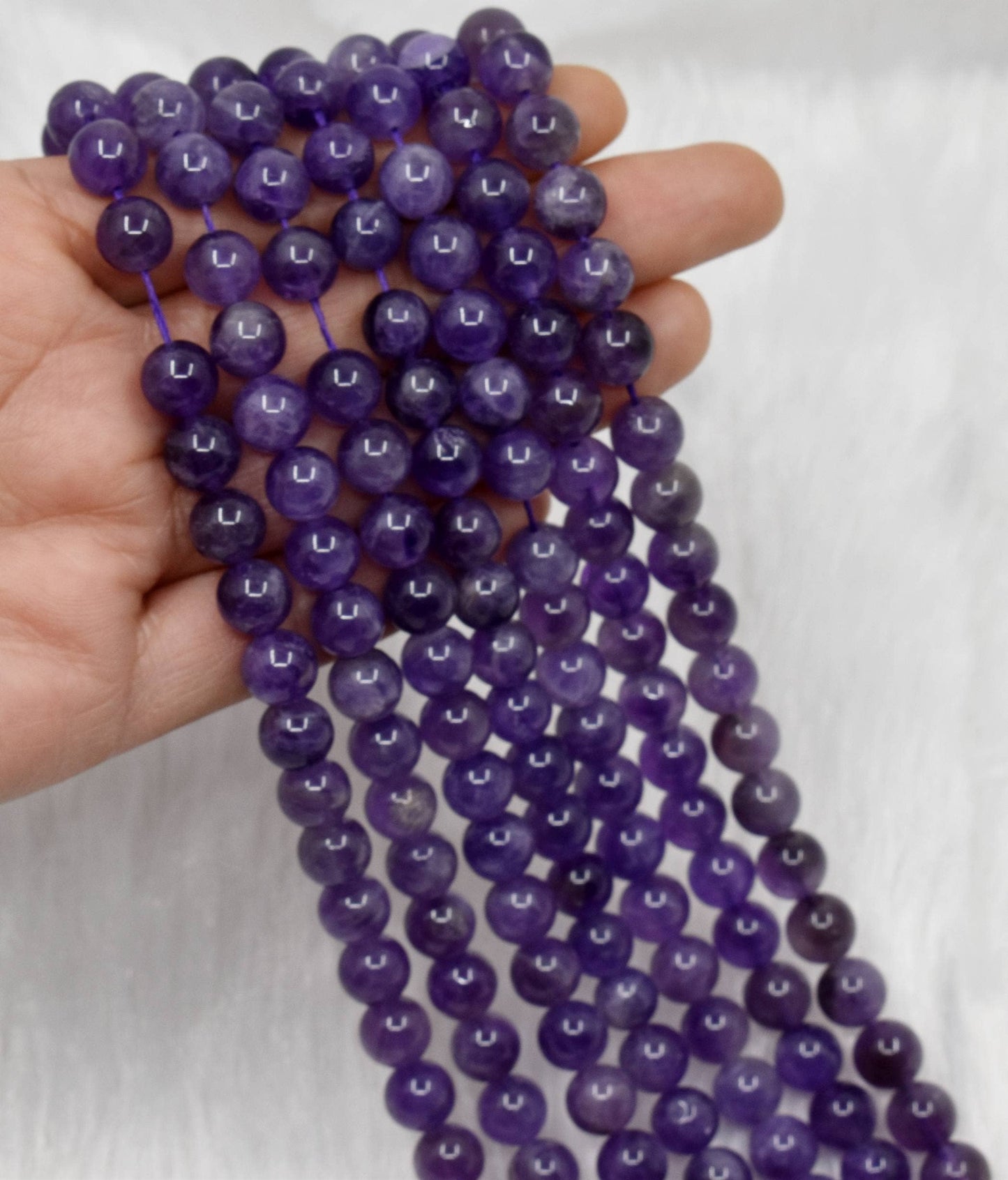 Soothing Crystals - Amethyst Round Beads, 4mm,6mm,8mm,10mm,12mm Mala For Beads