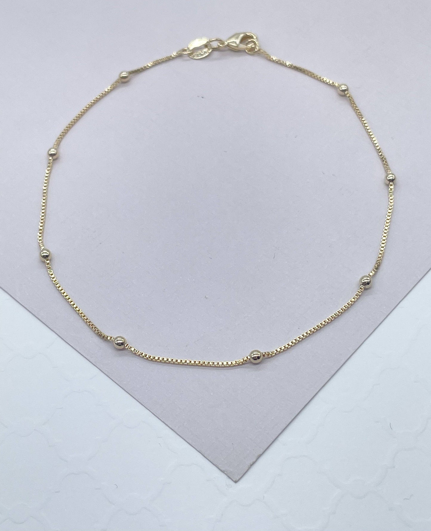 Milie Jewels - 18k Gold Filled Box Chain Anklet