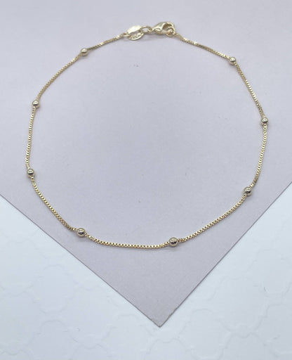 Milie Jewels - 18k Gold Filled Box Chain Anklet