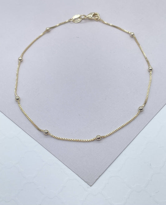 Milie Jewels - 18k Gold Filled Box Chain Anklet