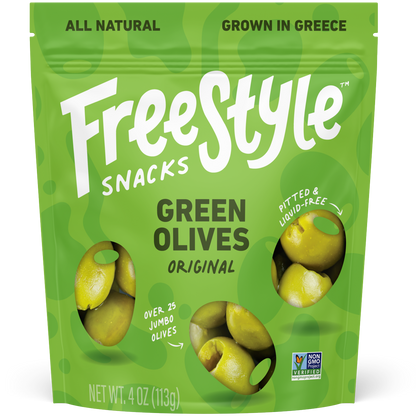 Freestyle Snacks - Green Olives Original 4oz - Freestyle Snacks