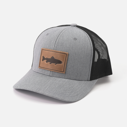 Range Leather Co. - Trout Hat - Leather Patch Trucker Cap