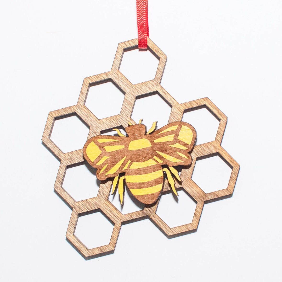 The Little Ornament Shop - Honey Bee with Comb Christmas Ornament