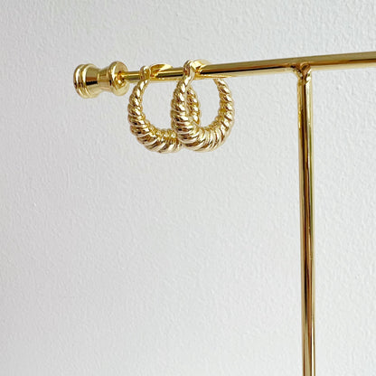 True by Kristy Jewelry - Endless Weekend Croissant Twist Hoops Earrings Gold Filled