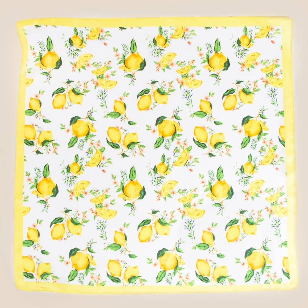 Anarchy Street - Lemons And Flowers Print Square Bandana Scarf