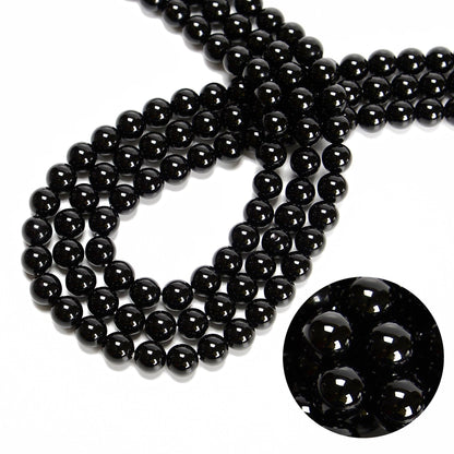 CRCBEADS - Black Onyx Smooth Round Beads 4mm 6mm 8mm 10mm 12mm 14-20mm 15.5" Strand