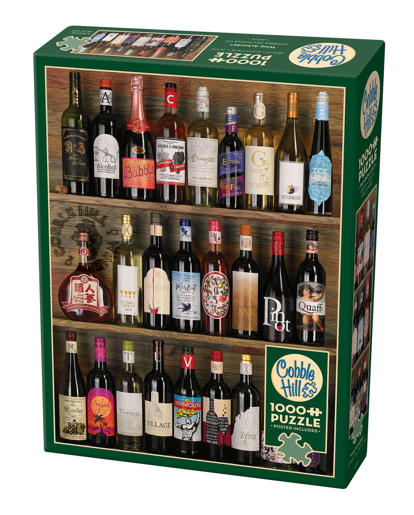 Outset Games and Cobble Hill Puzzles - Wine Alphabet 1000pc puzzle