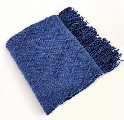 Fennco Styles - Rhombus Diamond Knit 50x60 Inch Throw Blanket