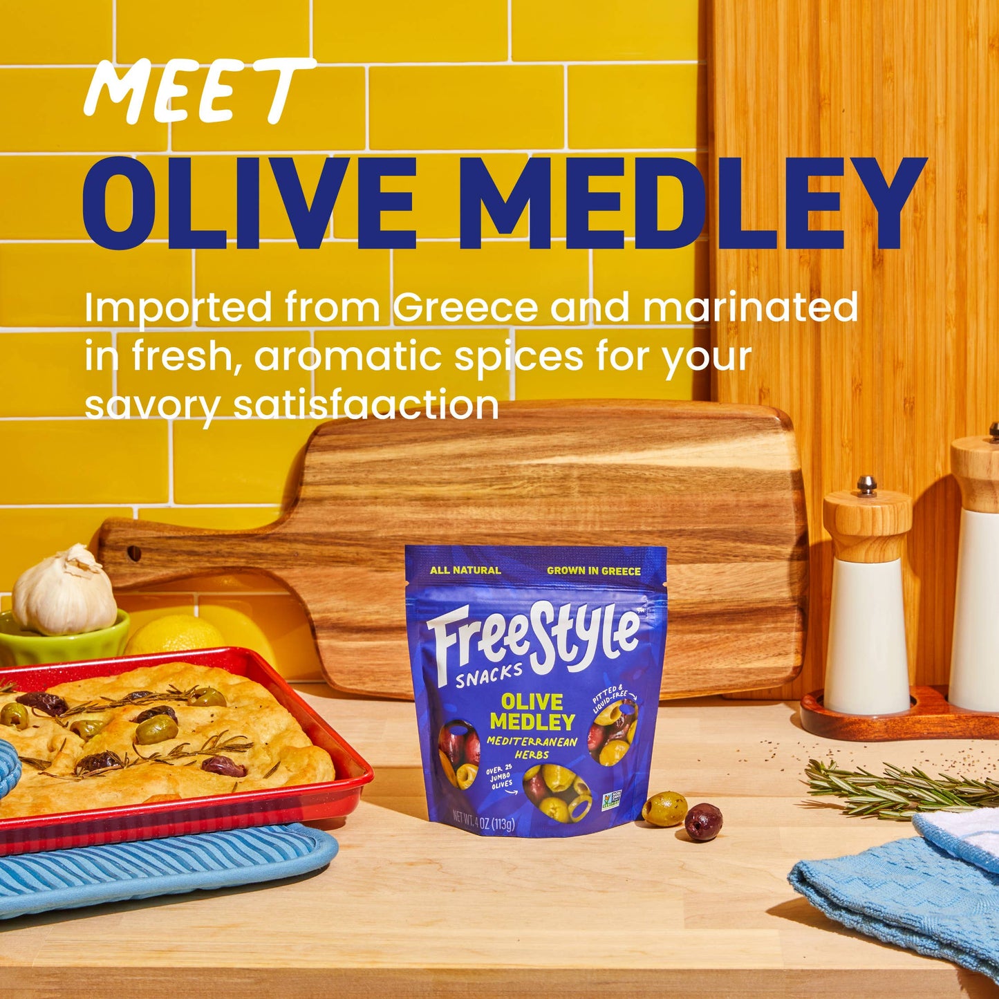 Freestyle Snacks - Mediterranean Herb Olive Medley 4oz - Freestyle Snacks
