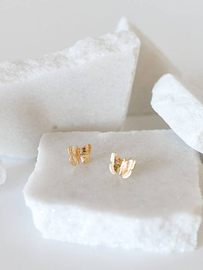 Bella Rey jewelry - The Eva butterfly 18k gold plated stud earrings