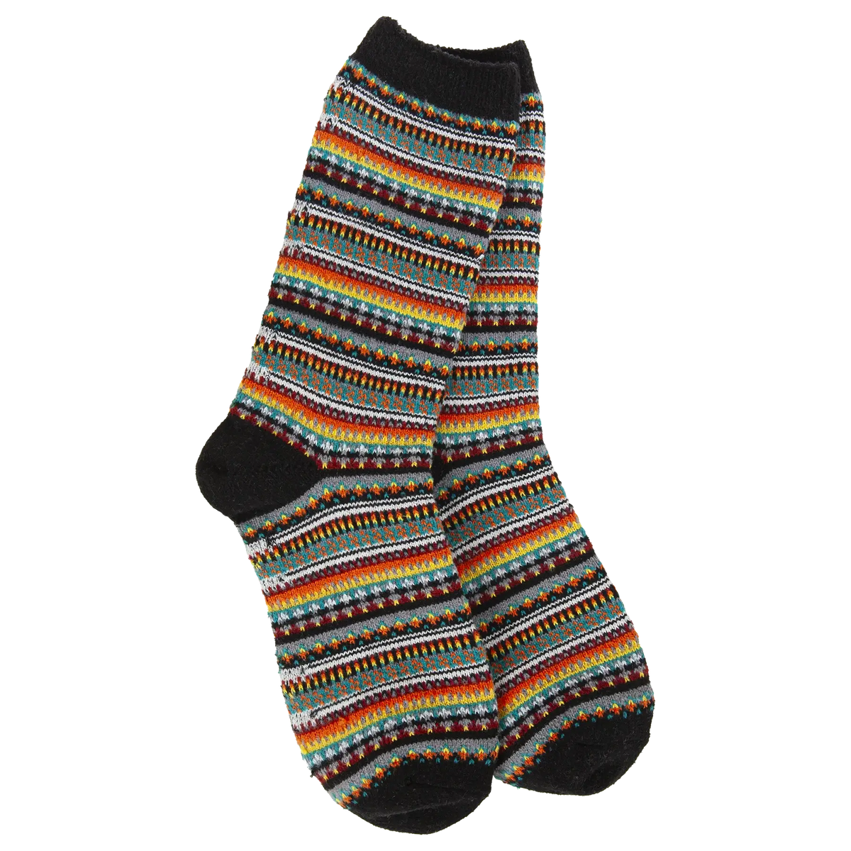 World's Softest® Socks - Boho Crew Black Stripe