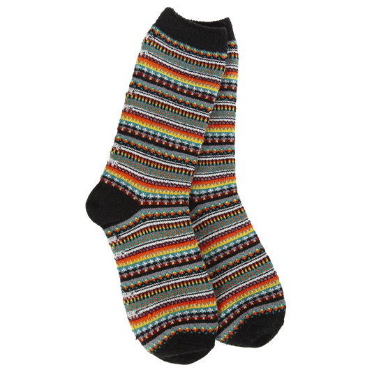 World's Softest® Socks - Boho Crew Black Stripe