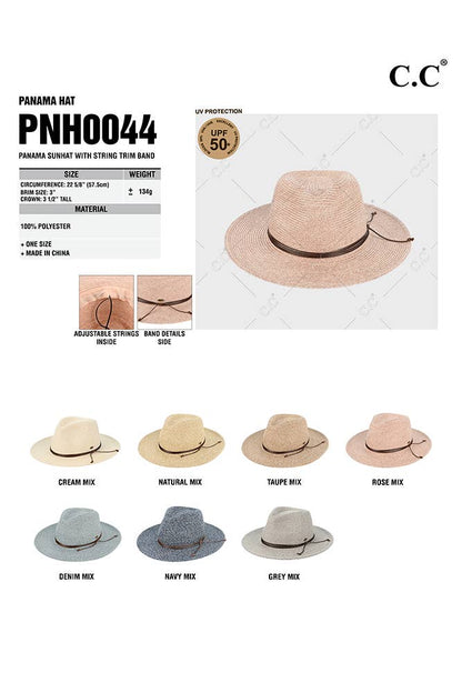 Hana - C.C String Trim Band Panama Sun Hat