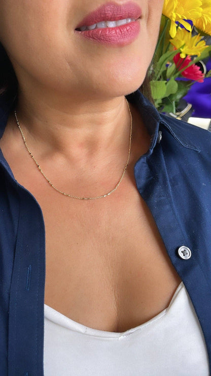 Milie Jewels - 18k Gold Filled Double-bar Satellite Chain with Oval Link
