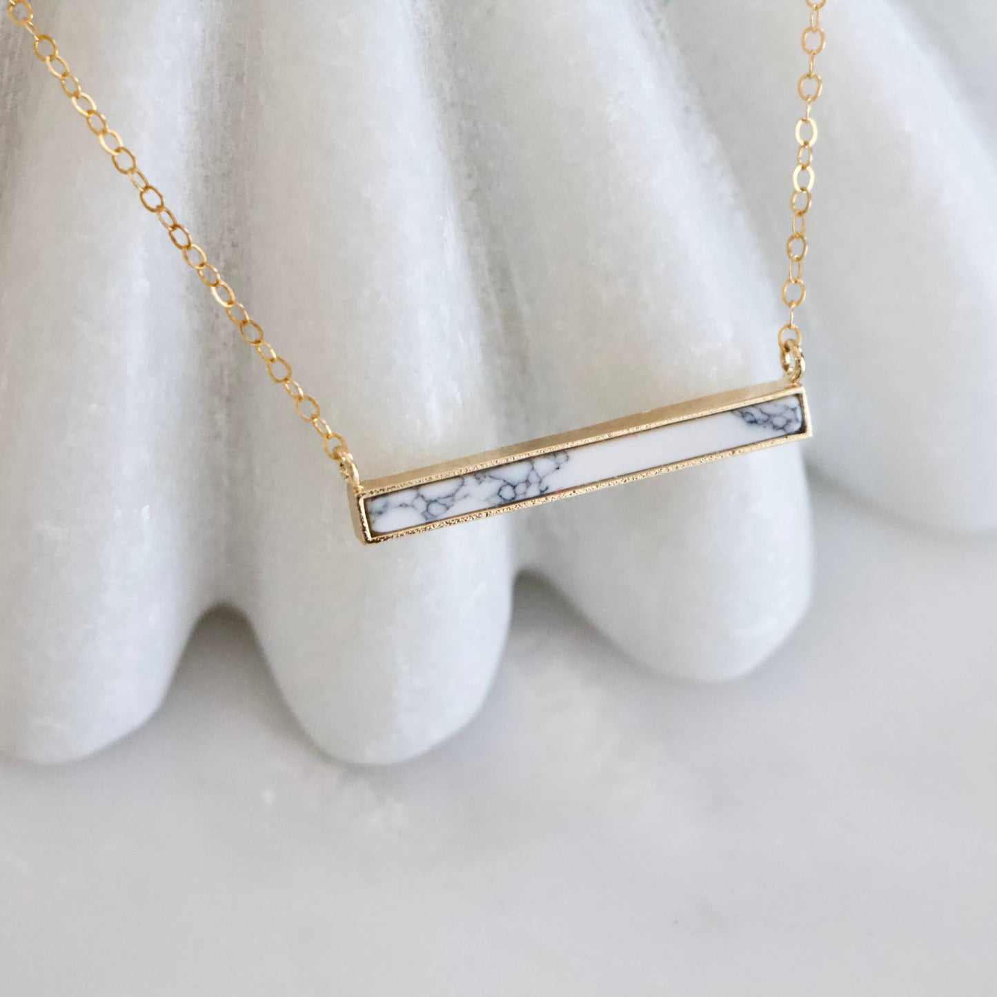 Mesa Blue - Turquoise, White Turquoise Bar Necklace