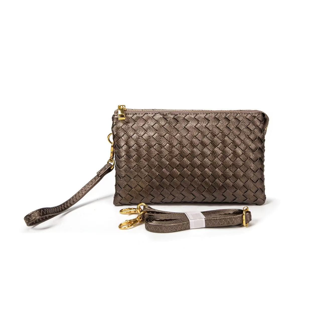 MiMi Wholesale - 7050 Kathy Woven Three Compartment Clutch/Crossbody Bag