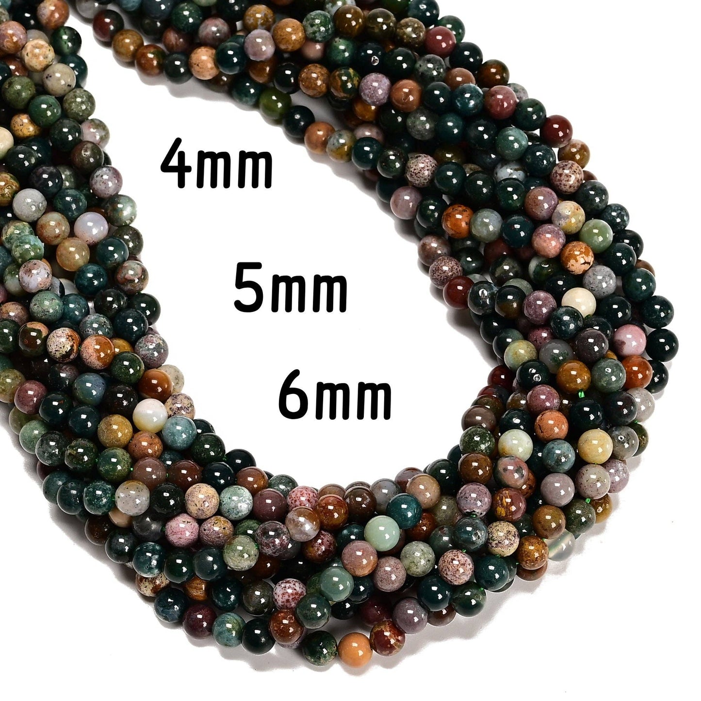 CRCBEADS - Natural Ocean Jasper Smooth Round Beads Size 4mm 5mm 6mm 8mm 15.5'' Strand