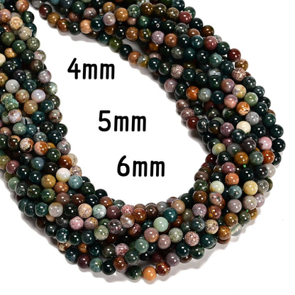 CRCBEADS - Natural Ocean Jasper Smooth Round Beads Size 4mm 5mm 6mm 8mm 15.5'' Strand