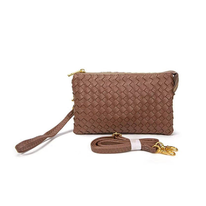 MiMi Wholesale - 7050 Kathy Woven Three Compartment Clutch/Crossbody Bag