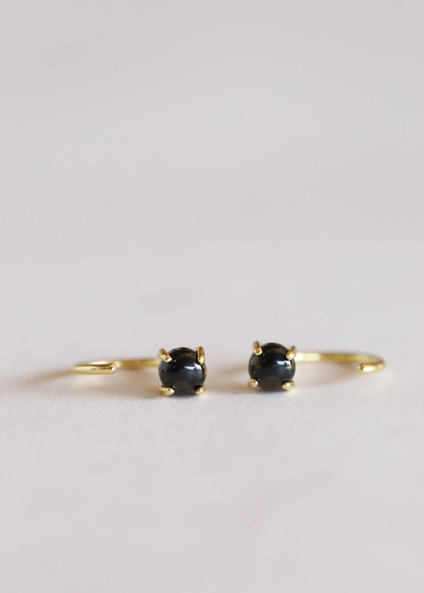 JaxKelly - Huggies - Obsidian - Gold Earrings
