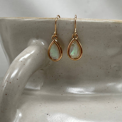 Sela+Sage - Small Mother of Pearl Earrings, Bezel Teardrops Gold Filled