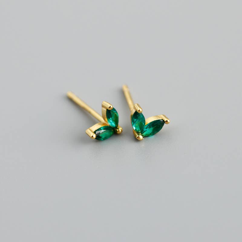 Melange Blanc - E100 gold flower stud earring, gold stud, flower studs