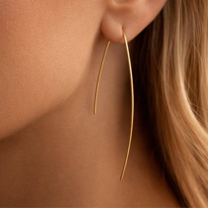 MA206 Mia Accessories - 18K Gold PVD Plated Stainless Steel Long Threader Earrings - 7514