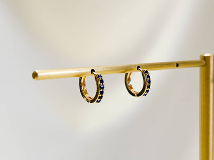Melange Blanc - E162 paved huggie hoop earring, huggie earring, paved hoop