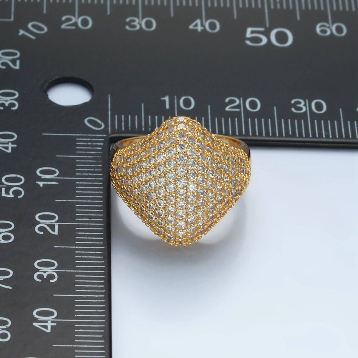 Aim Eternal - 24K Gold Filled Micro Paved CZ Rhombus Dome Ring | U328