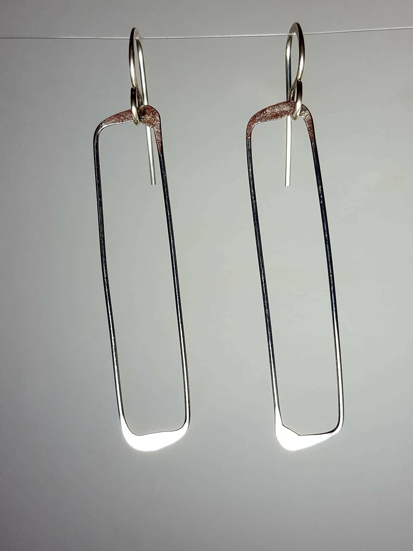 ER353 Ken’s handcrafted jewelry - Sterling Silver Earrings Skinny Rectangle