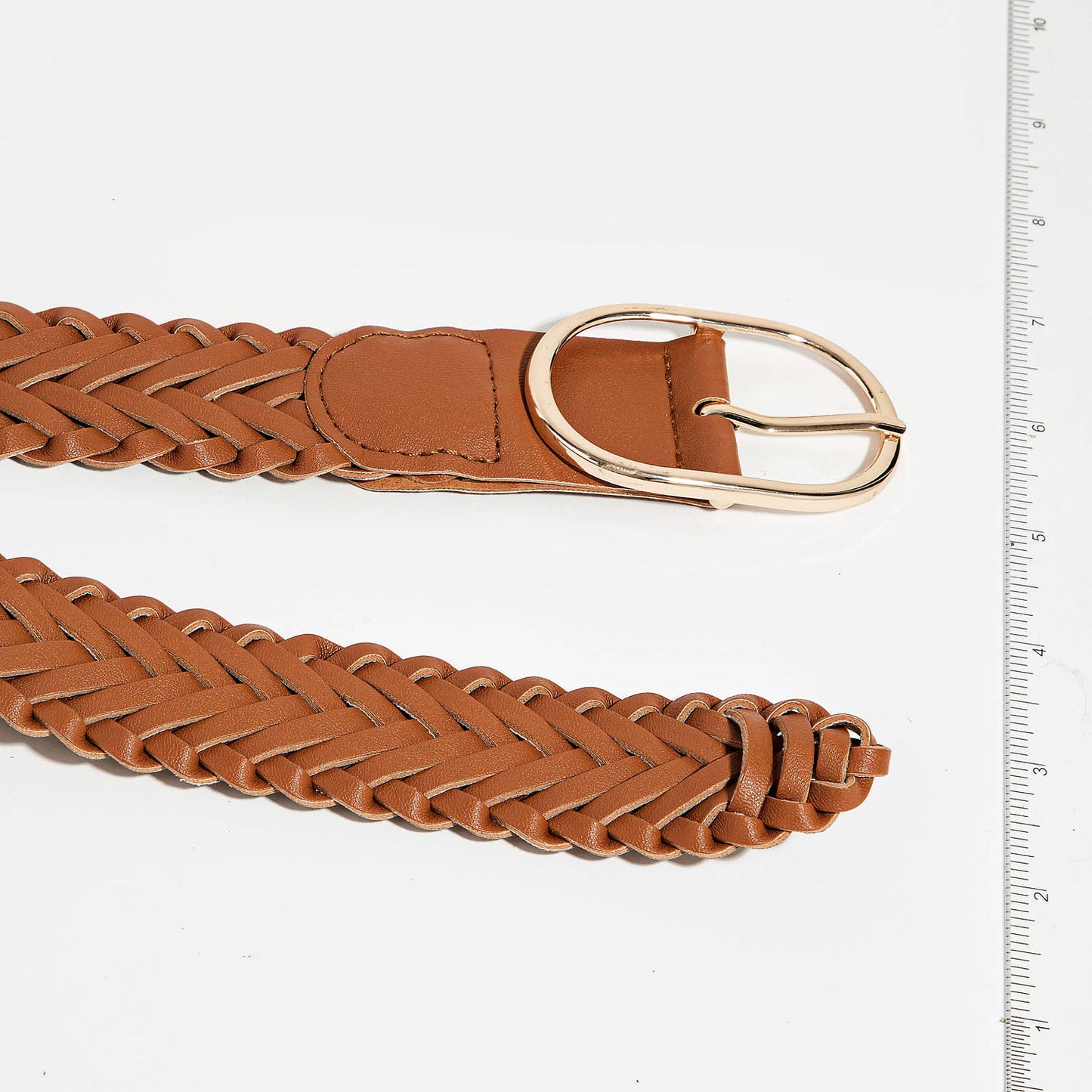 Collections by Fame Accessories - Braided Faux Leather Oval Buckle Belt