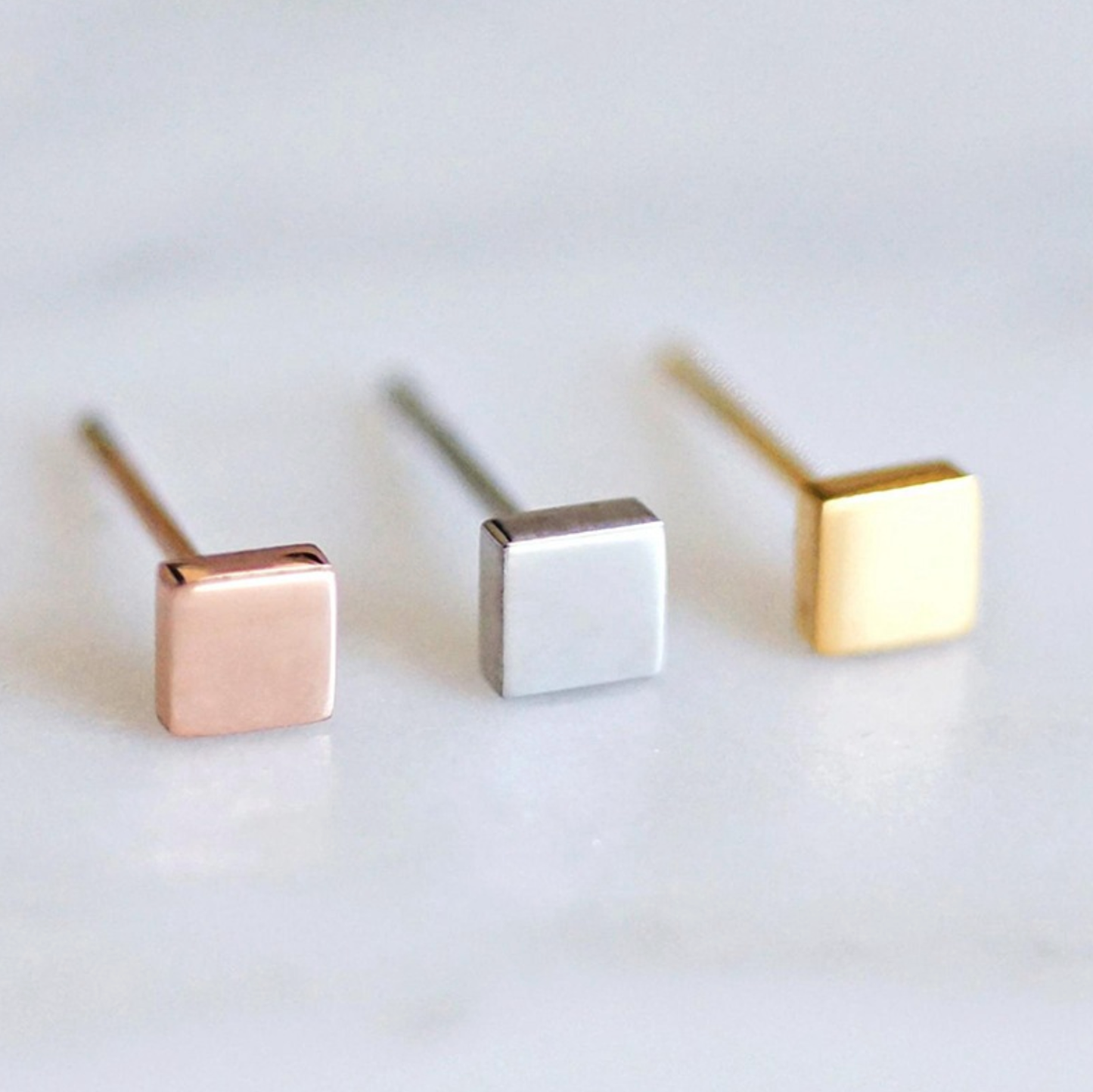 Melange Blanc - Ivy square stud earring, square earring, dainty stud