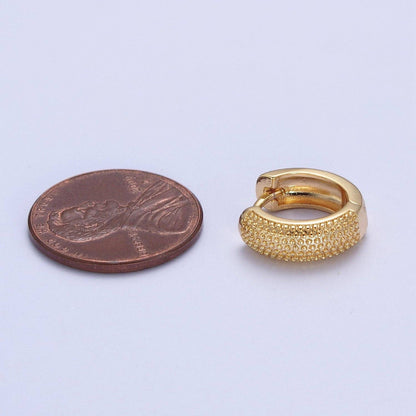 Aim Eternal - 24K Gold Filled 14mm Textured Beaded Huggie Hoop Earrings T-