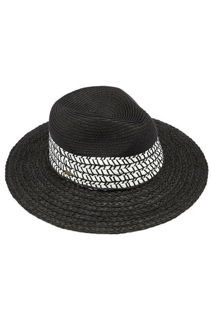 Hana - C.C Paper Straw Panama with Whip Stitches on Woven Trim