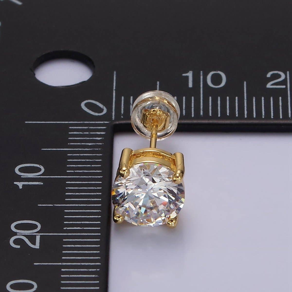 Aim Eternal - 14K Gold Filled 8mm Clear CZ Round Bezel Stud Earrings | AE771