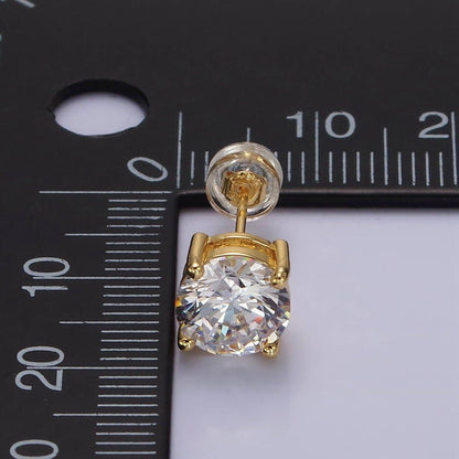 Aim Eternal - 14K Gold Filled 8mm Clear CZ Round Bezel Stud Earrings | AE771