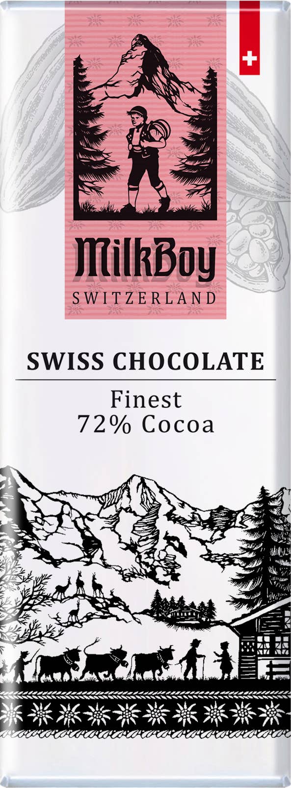 Milkboy Swiss Chocolates - Finest 72% Cocoa Snack Size Bars 1.4oz