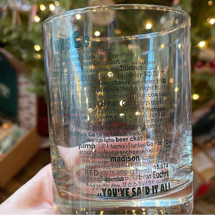 Flags Over Wisconsin - Wisco Lingo Rocks Glass