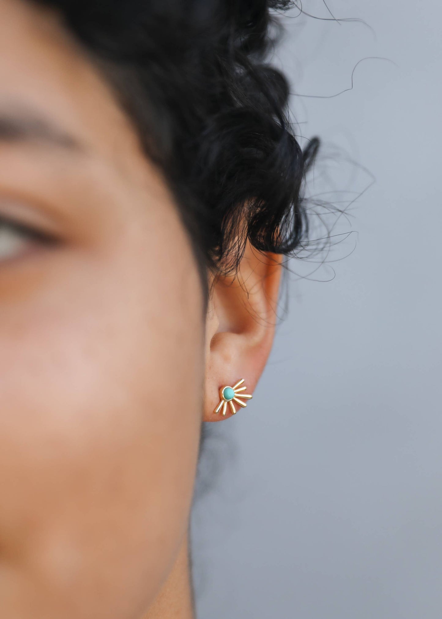 JaxKelly - Sun Ray - Turquoise - Gold Earrings