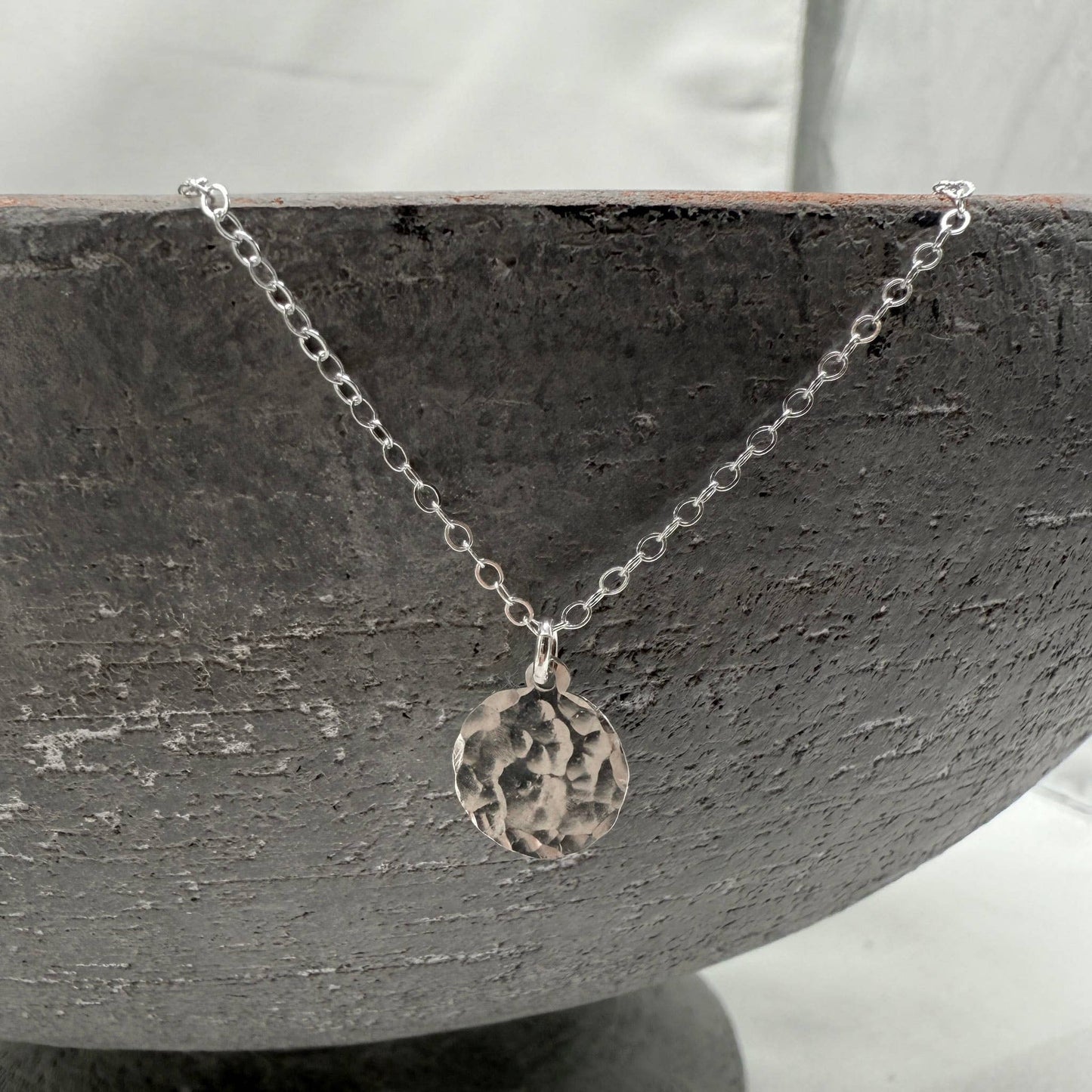 Sela+Sage - Hand Hammered Drop Necklace, Gold Filled Coin