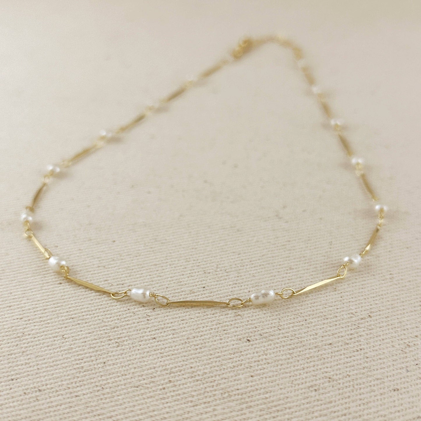 GoldFi - 18K Gold Filled Pearl Bead & Straw Necklace