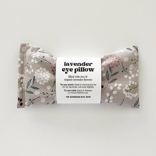 The Bohemian Box Shop - Lavender Eye Pillow - Gray Floral Relaxation
