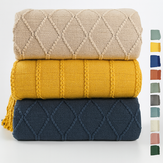 Fennco Styles - Rhombus Diamond Knit 50x60 Inch Throw Blanket
