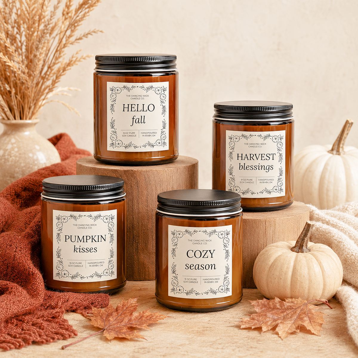 THE DANCING WICK CANDLES - Get Cozy | Amber Soy Candle | 4 oz, 9 oz | Apple Cider Scent