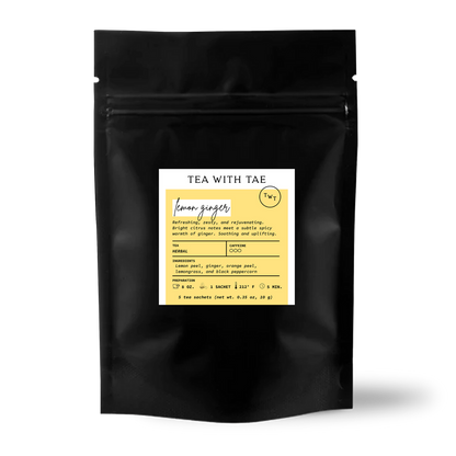 Tea with Tae - Lemon Ginger Herbal Tea Small Gift Pouch (5 tea bags)
